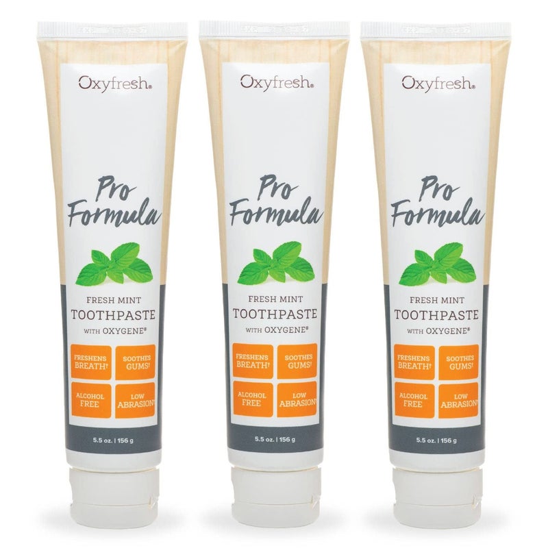 Oxyfresh Pro Formula Fresh Mint Toothpaste â€“ Gentle Low Abrasion - Cosmetic Fluoride Free - for Bad Breath, Sensitive Teeth and Gums with Natural Essential Oils - 5.5 oz (Pack of 3) - Image 1